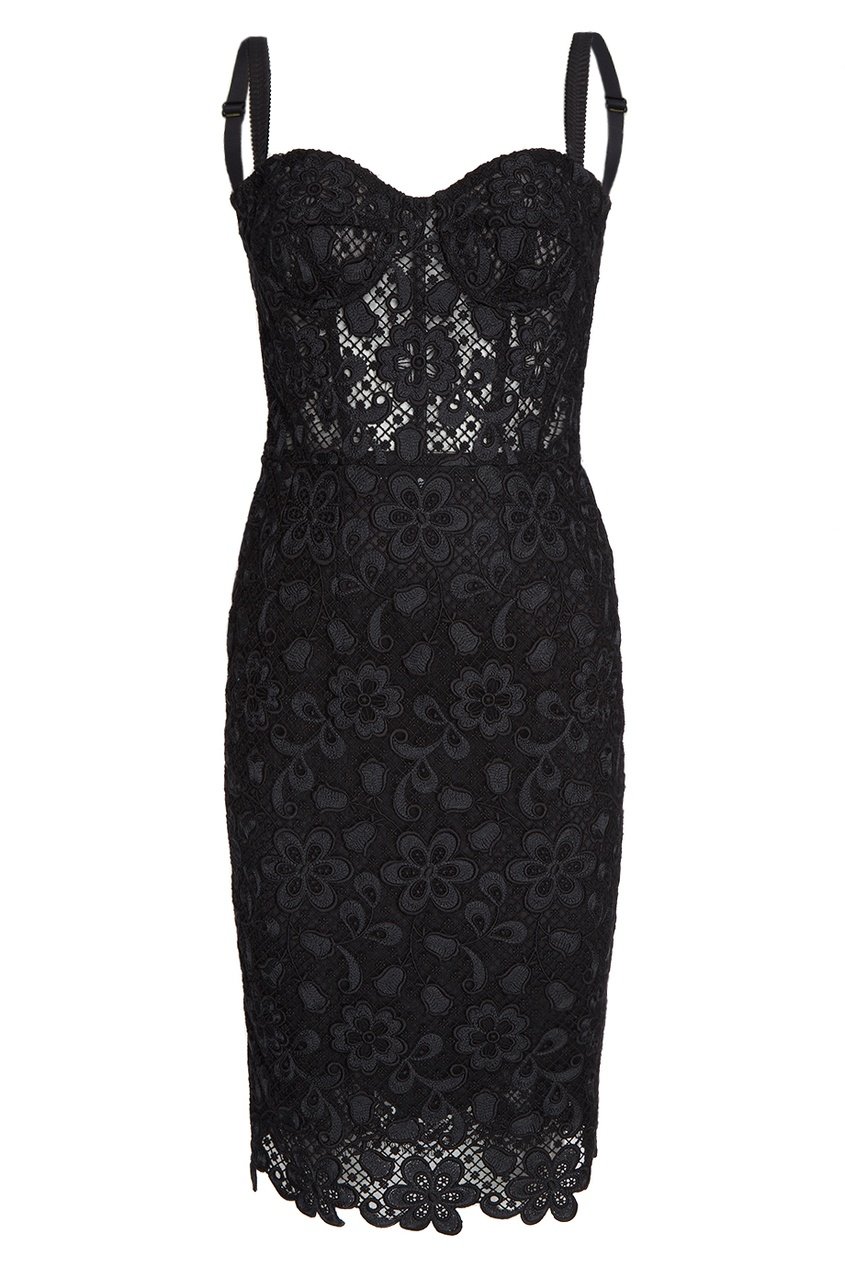 Платье миди с кружевом
