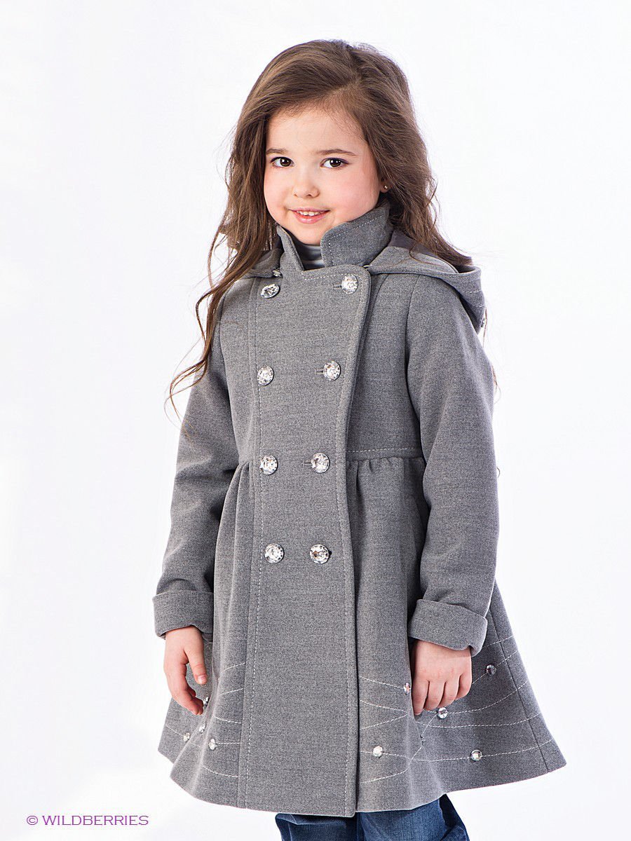 Пальто для девочки серый бренд Риона