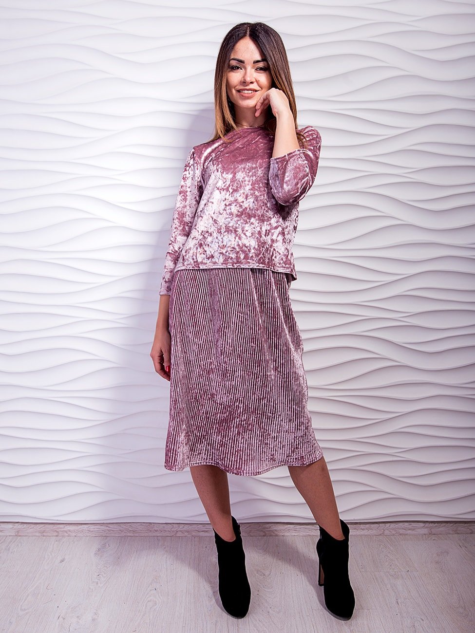 Велюррвый костюм сбкой