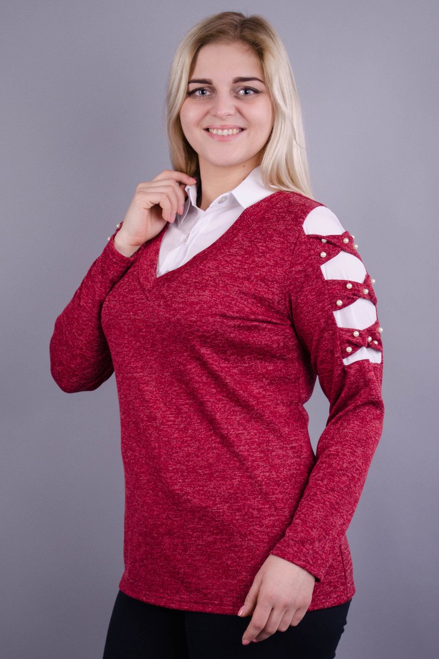 Блузка комбинированная из двух тканей