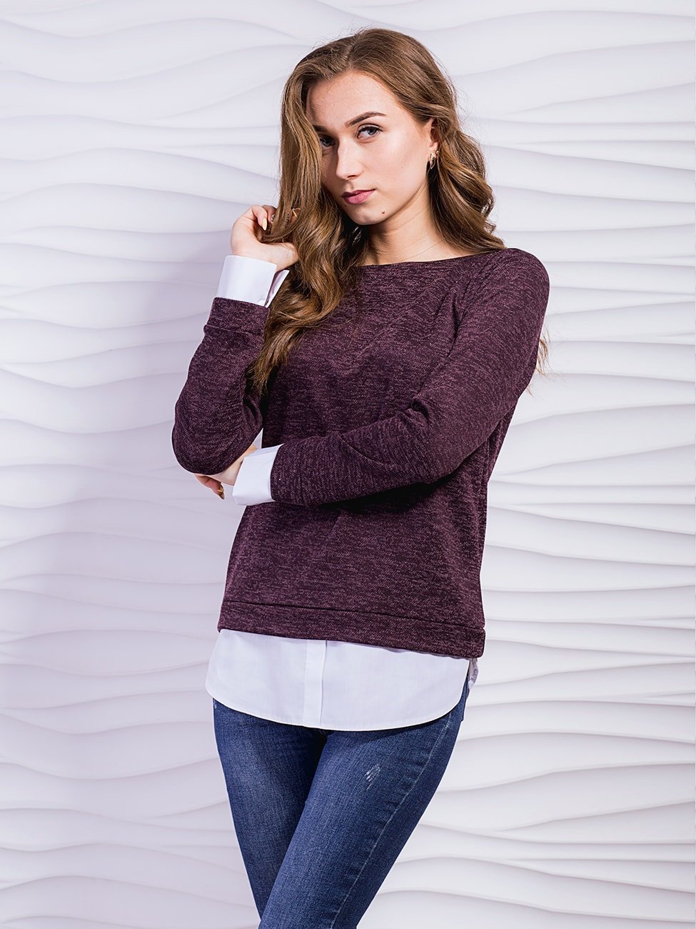 Худи с имитацией рубашки