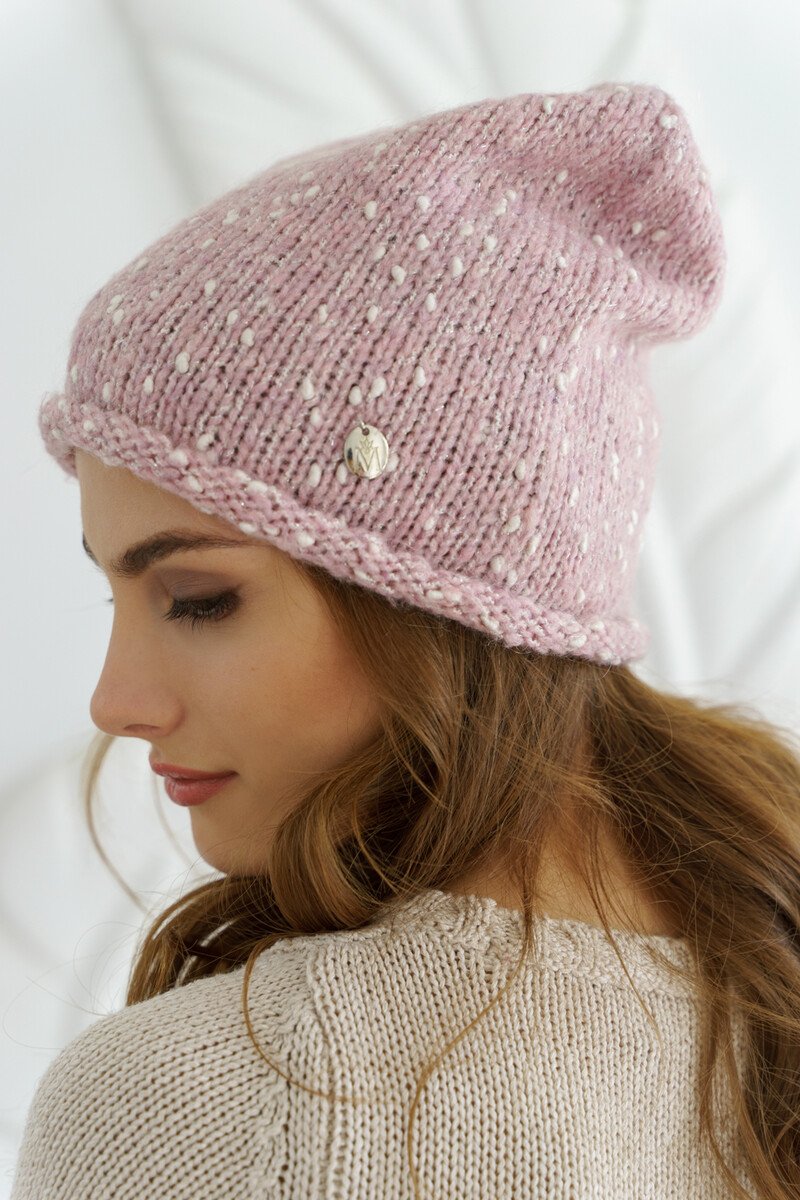 Шапка бордо мохер с пайетками