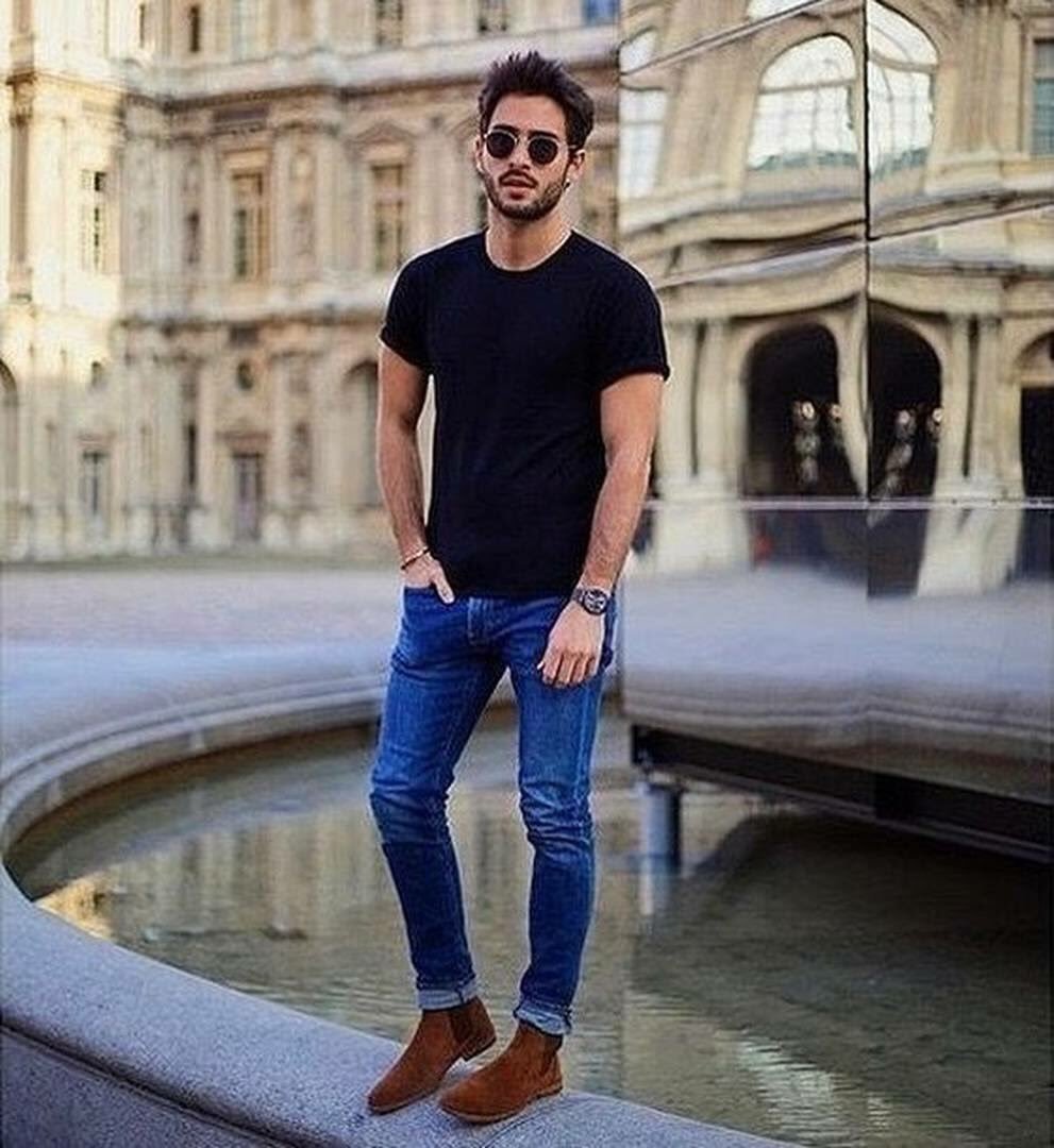 Джинсы с черной рубашкой женские