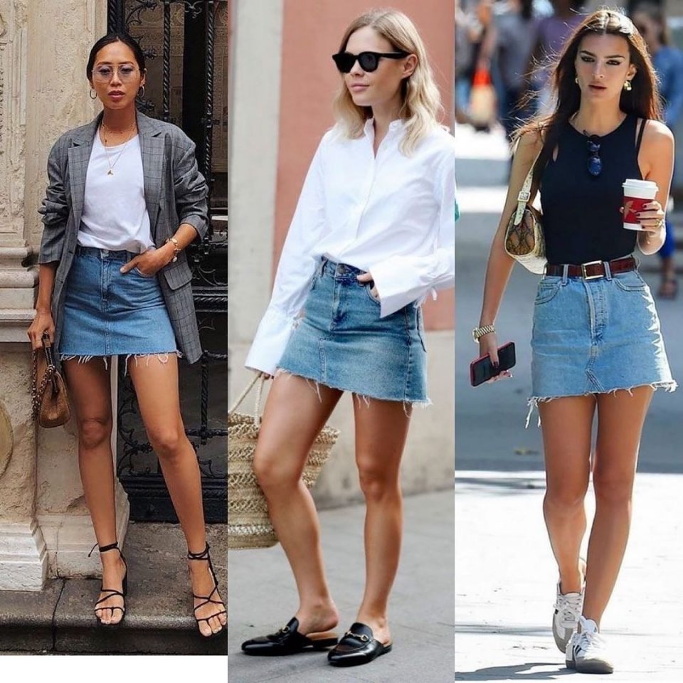 Образы с джинсовой юбкой