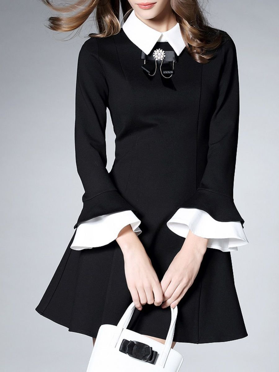 Платье классика черно белое