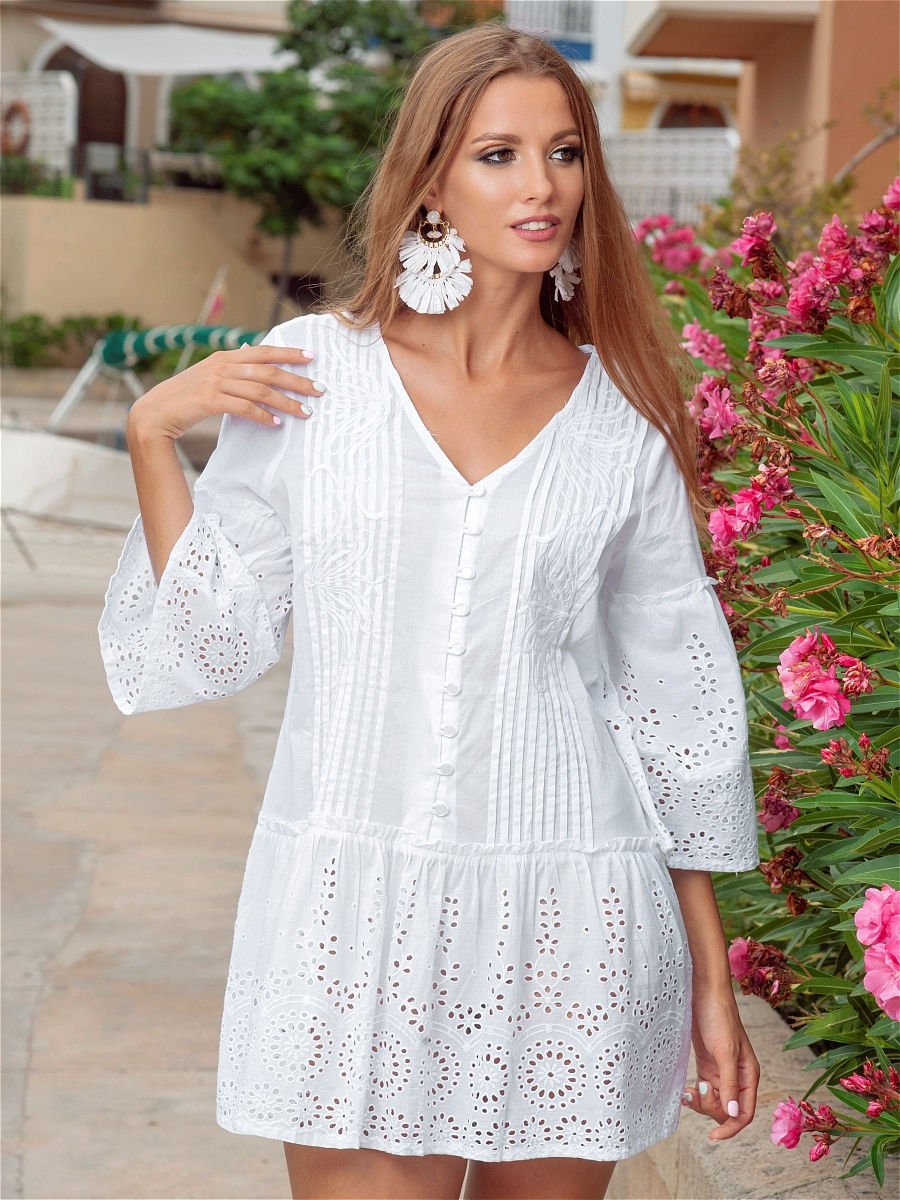 Белое пляжное платье Fresh Cotton 1616 f-1с