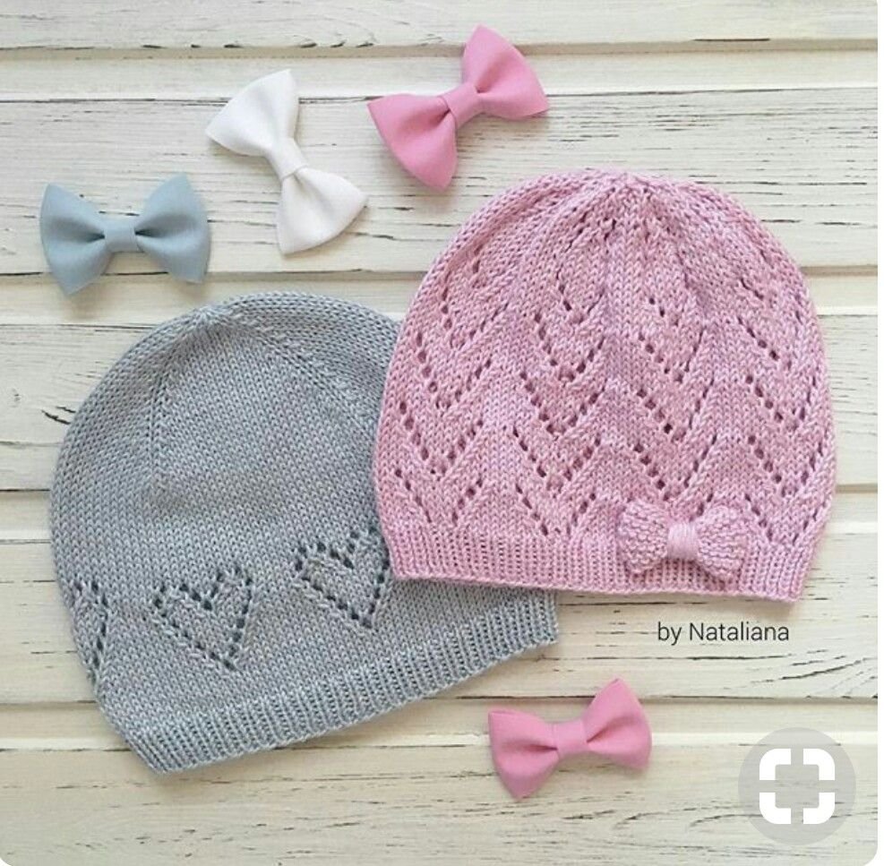 Летняя шапочка спицами для девочки