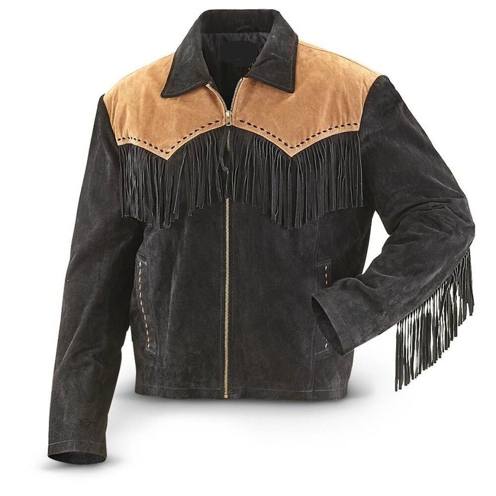Пальто , куртки nekastar Cowboy) New Mens Western Style Cowboy Suede Leather Jacket with Fringes and Beads