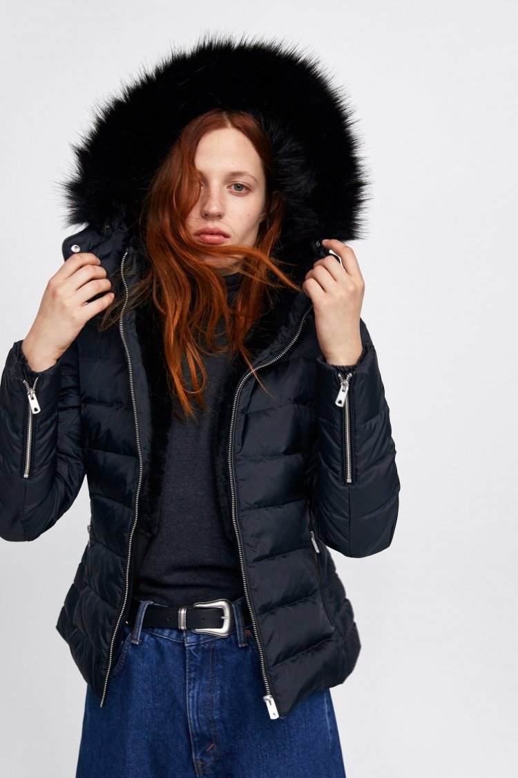 Zara куртка женская зимняя черная короткая