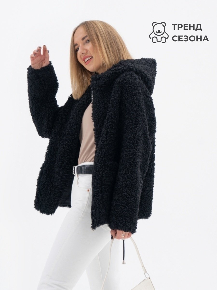 Шуба из искусственного меха с капюшоном