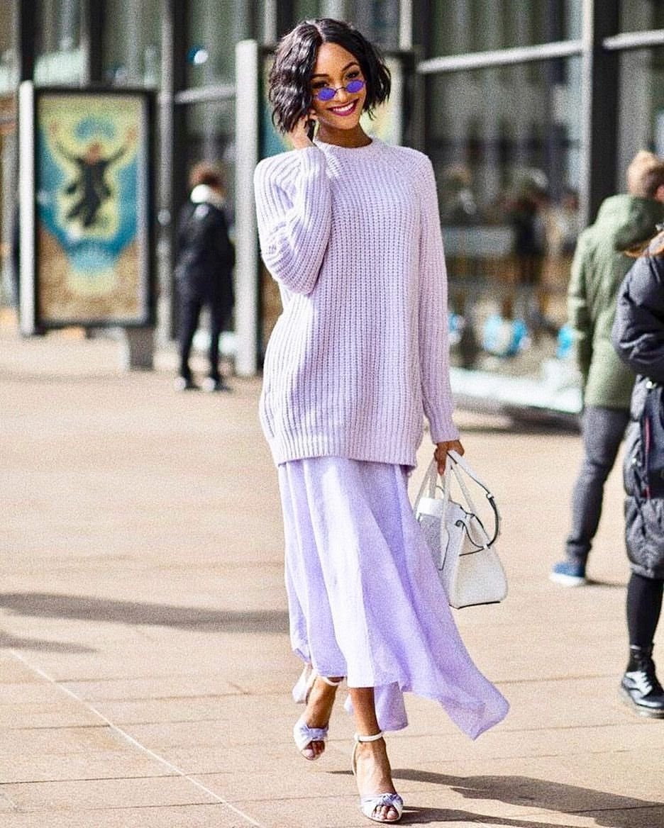 Шифоновая юбка со свитером