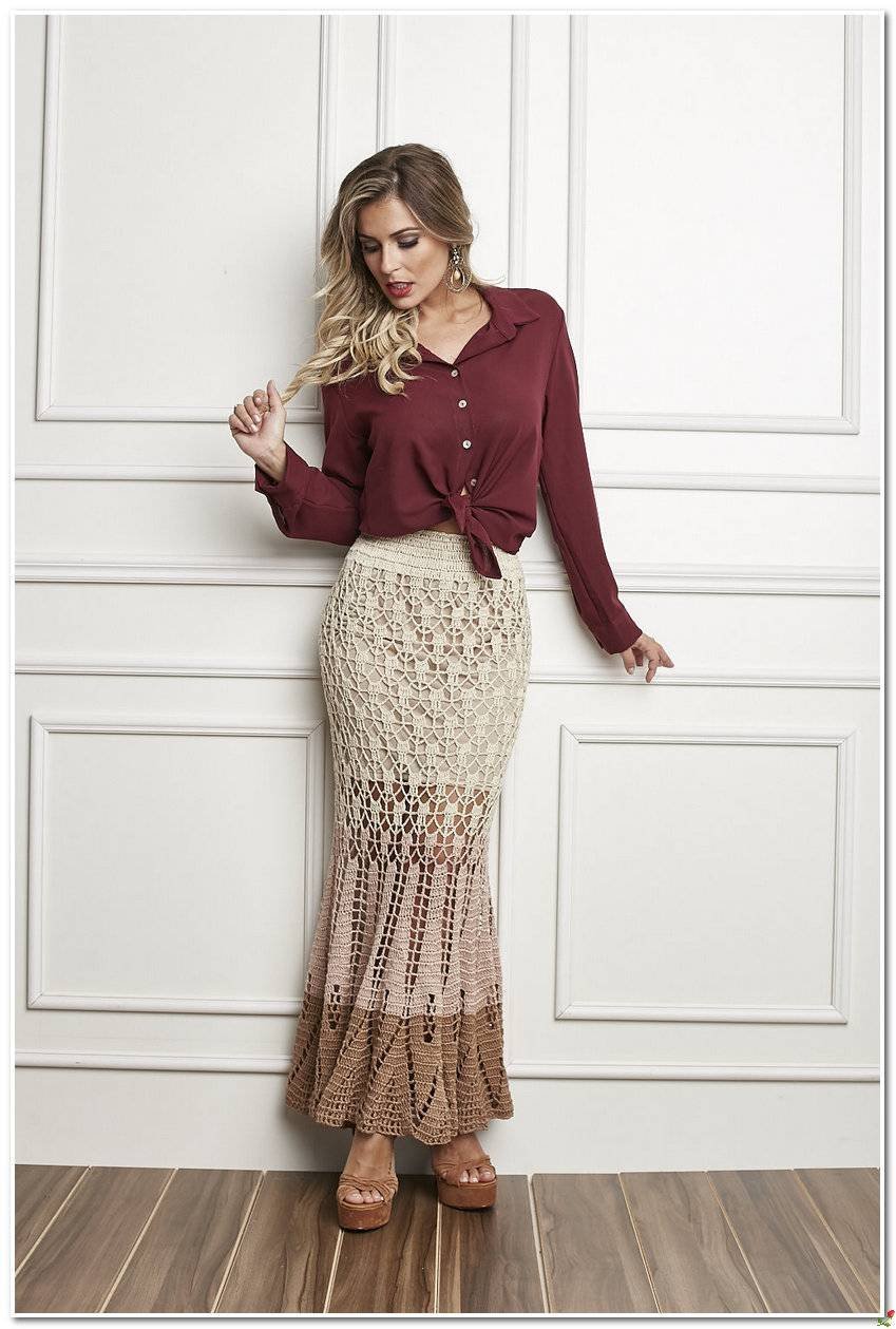 Вязаная кружевная юбка