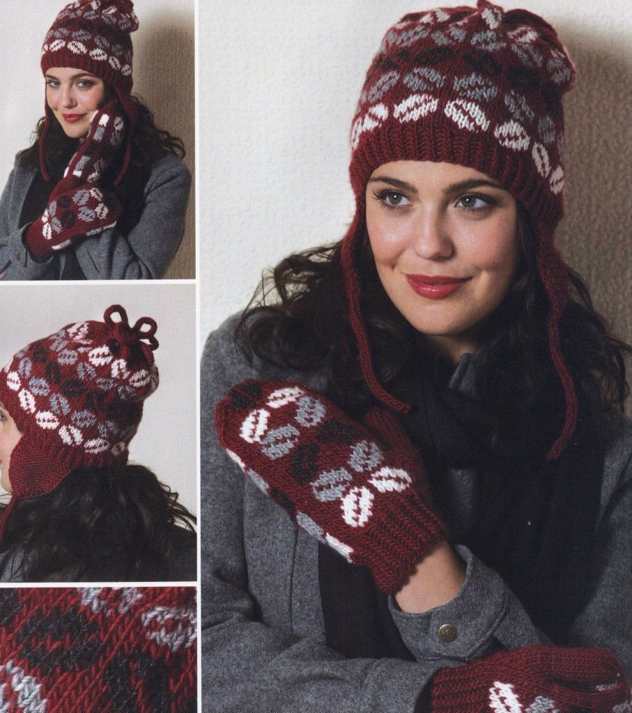 Шапка и варежки жаккардовым узором