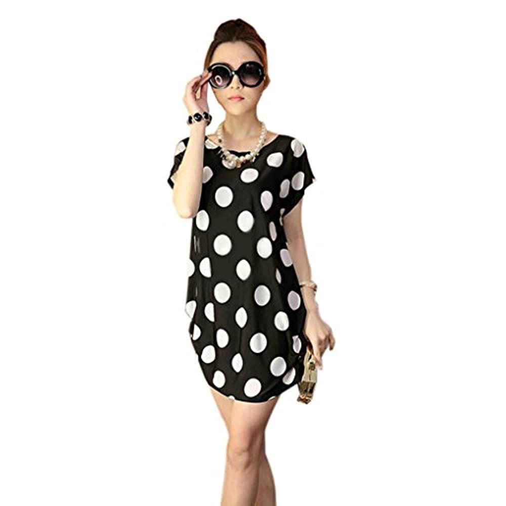 Коричневое платье в горошек