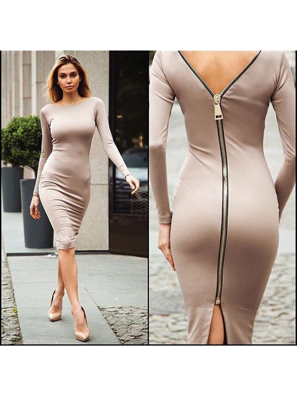 Платье на молнии спереди