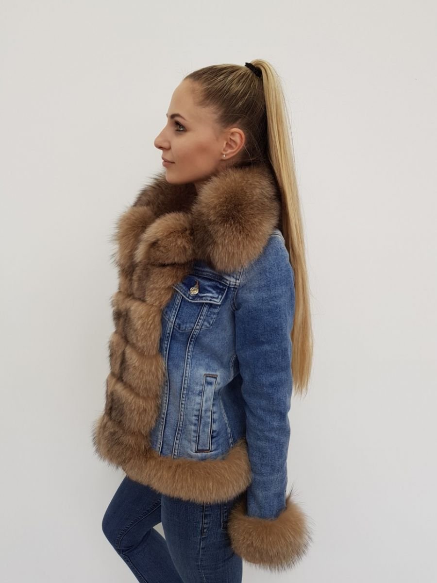 Джинсовая куртка с мехом песца