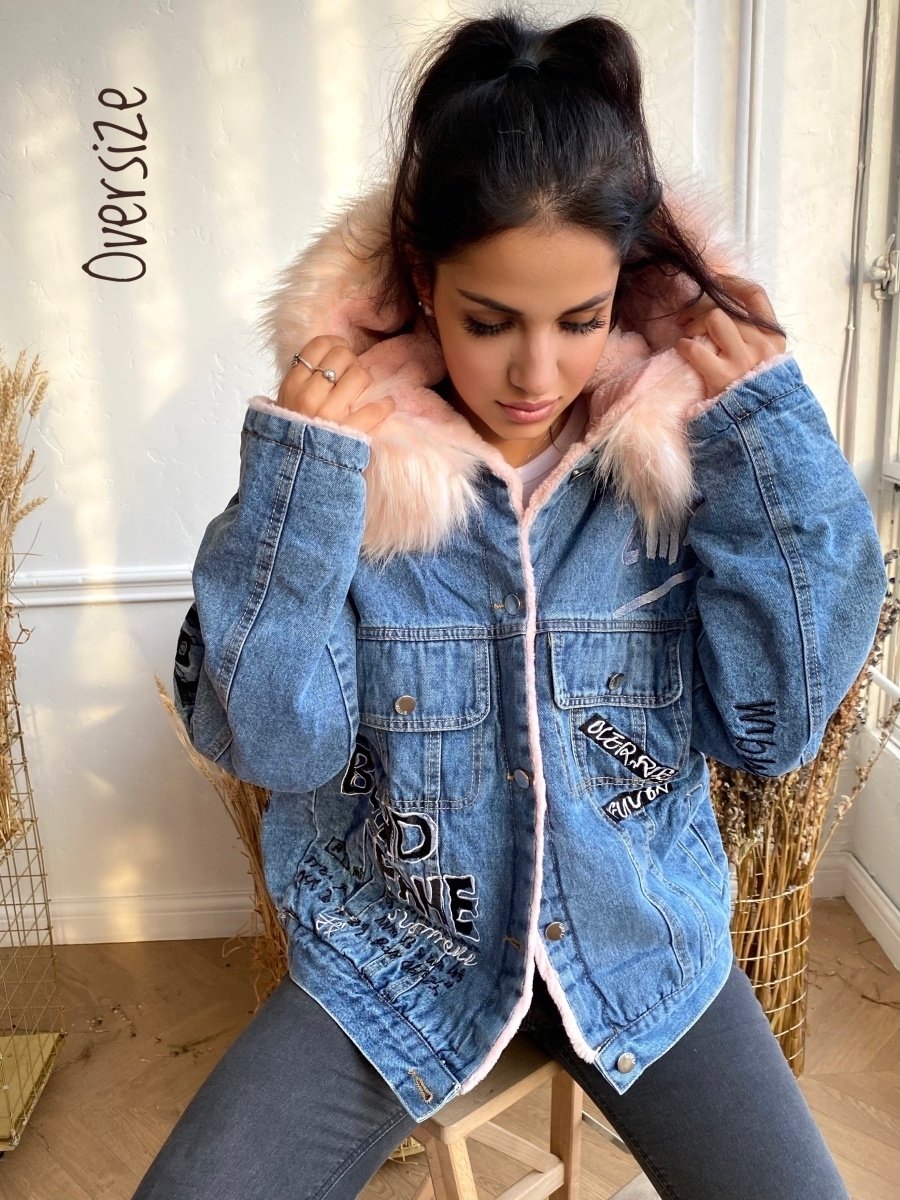 Женские джинсовки с мехом белым