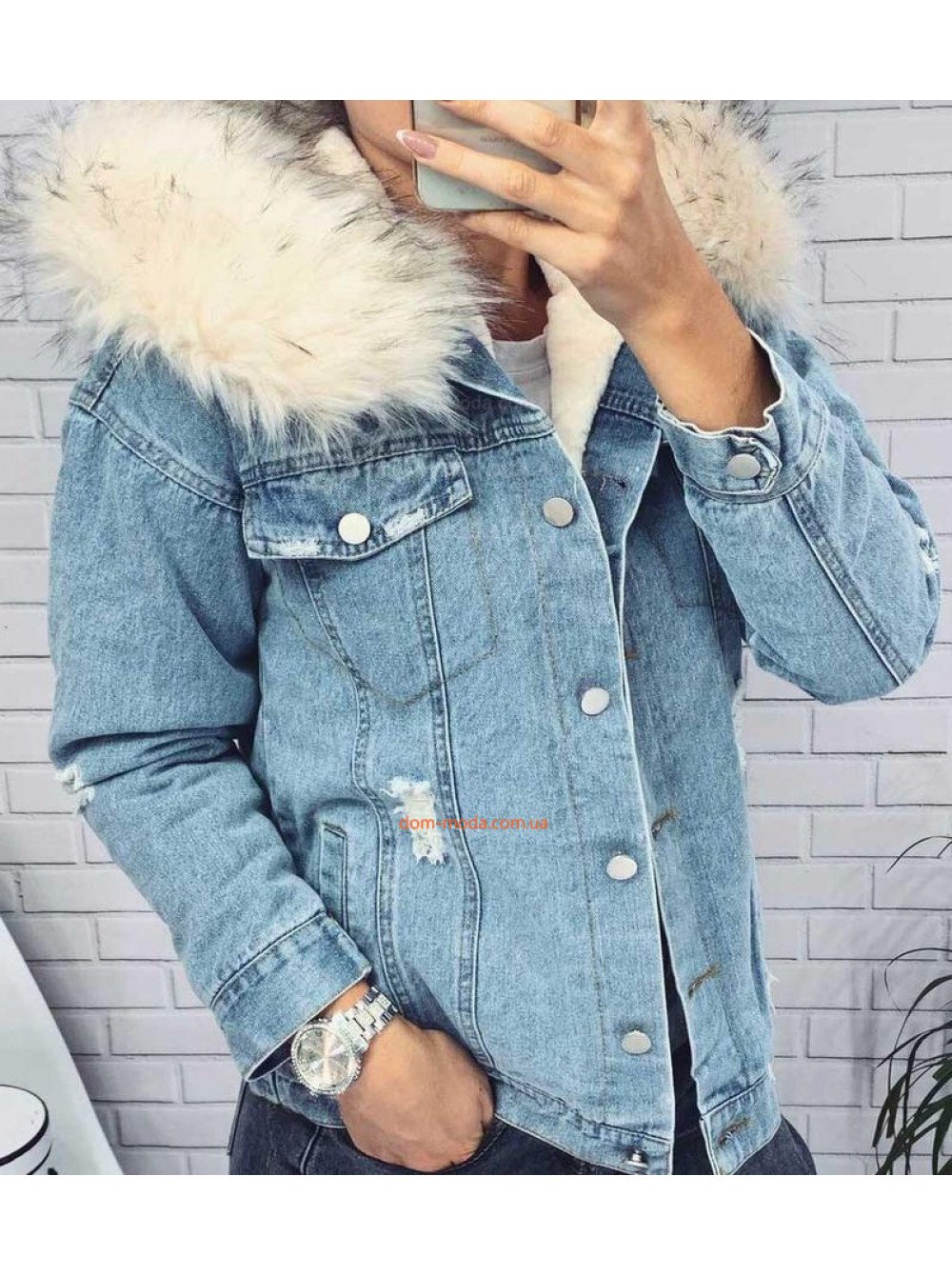 Джинсовая куртка с мехом женская