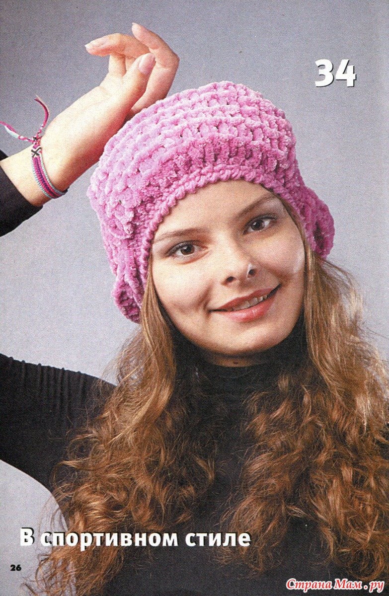 Вязаные шапки из велюровой пряжи