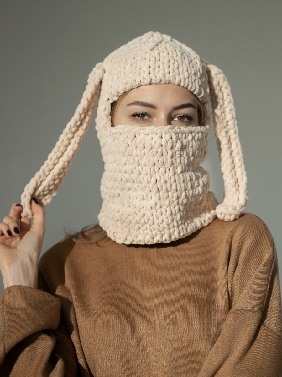 Шапка кошка на вязальной машине