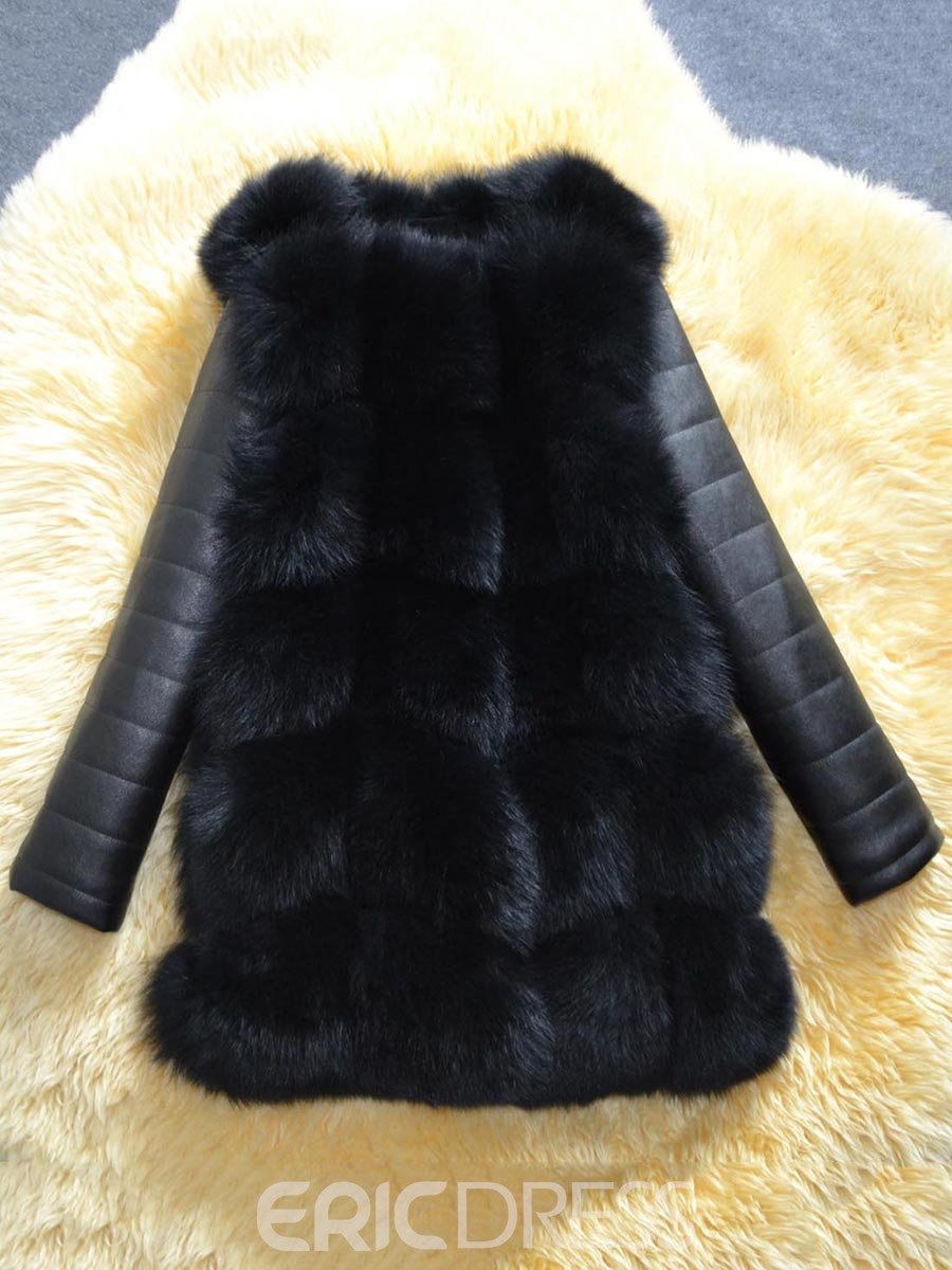 Шуба с кожаными рукавами