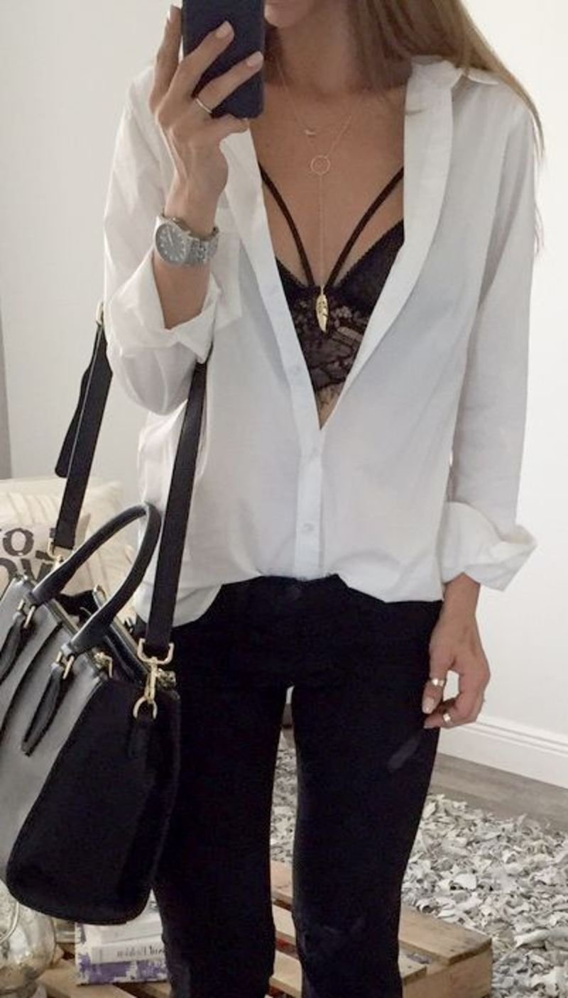 Белая рубашка с топом