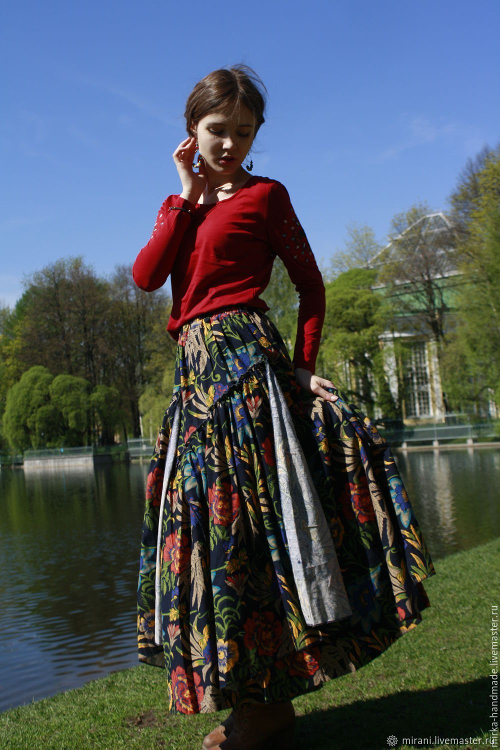 Юбка из купонной ткани