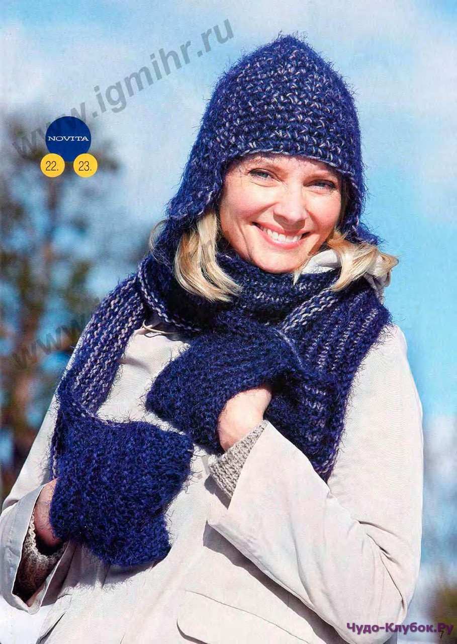 Шапки вязаные спицами женские из букле