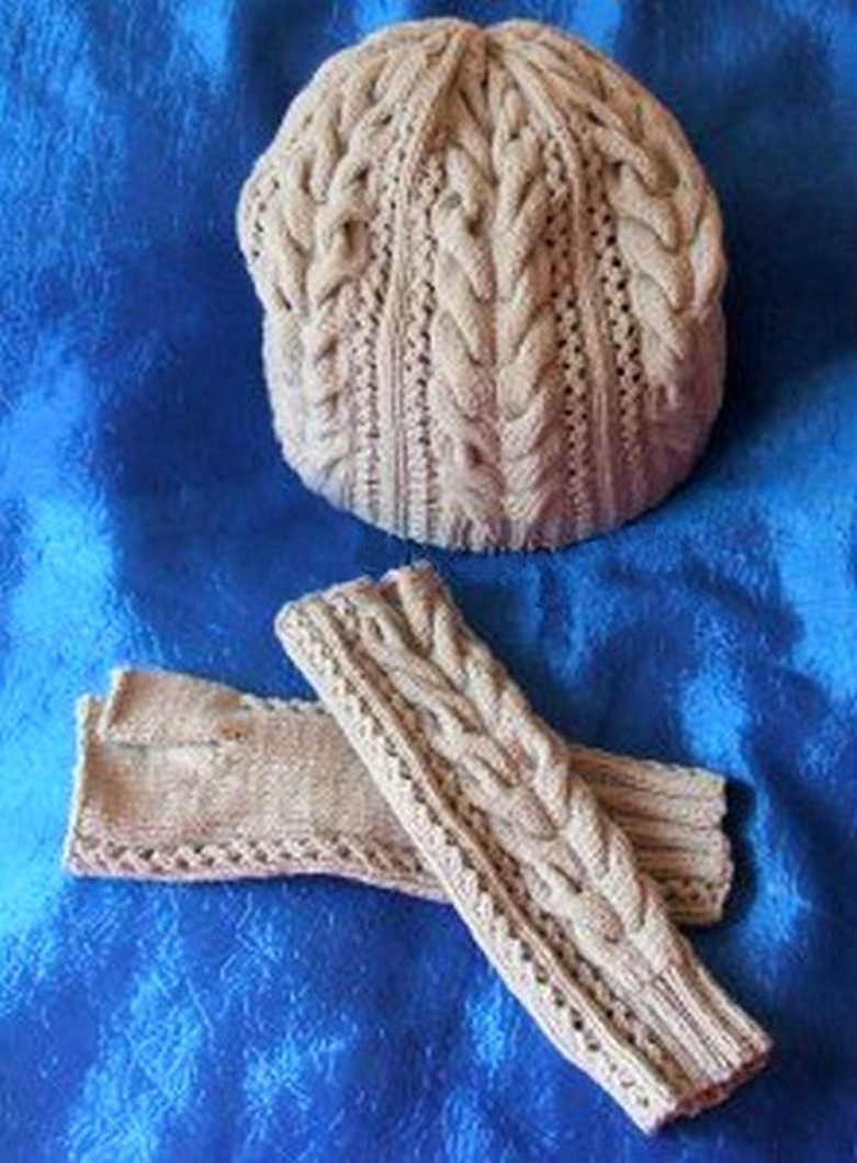 Шапка с ажурными косами