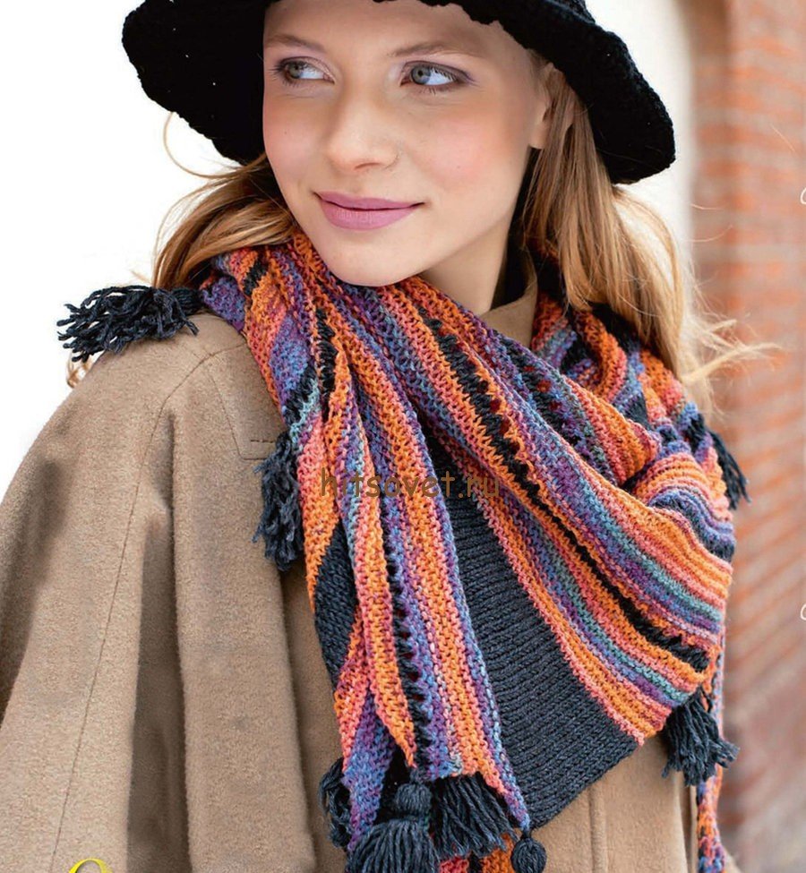 Вязаная шапка в технике свинг