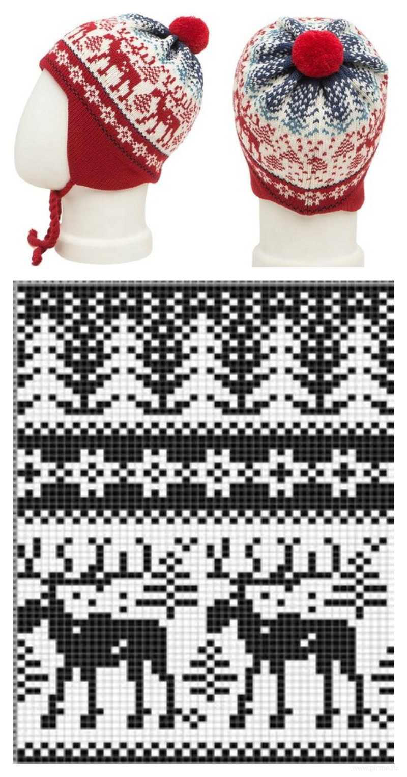 Шапка жаккард крючком