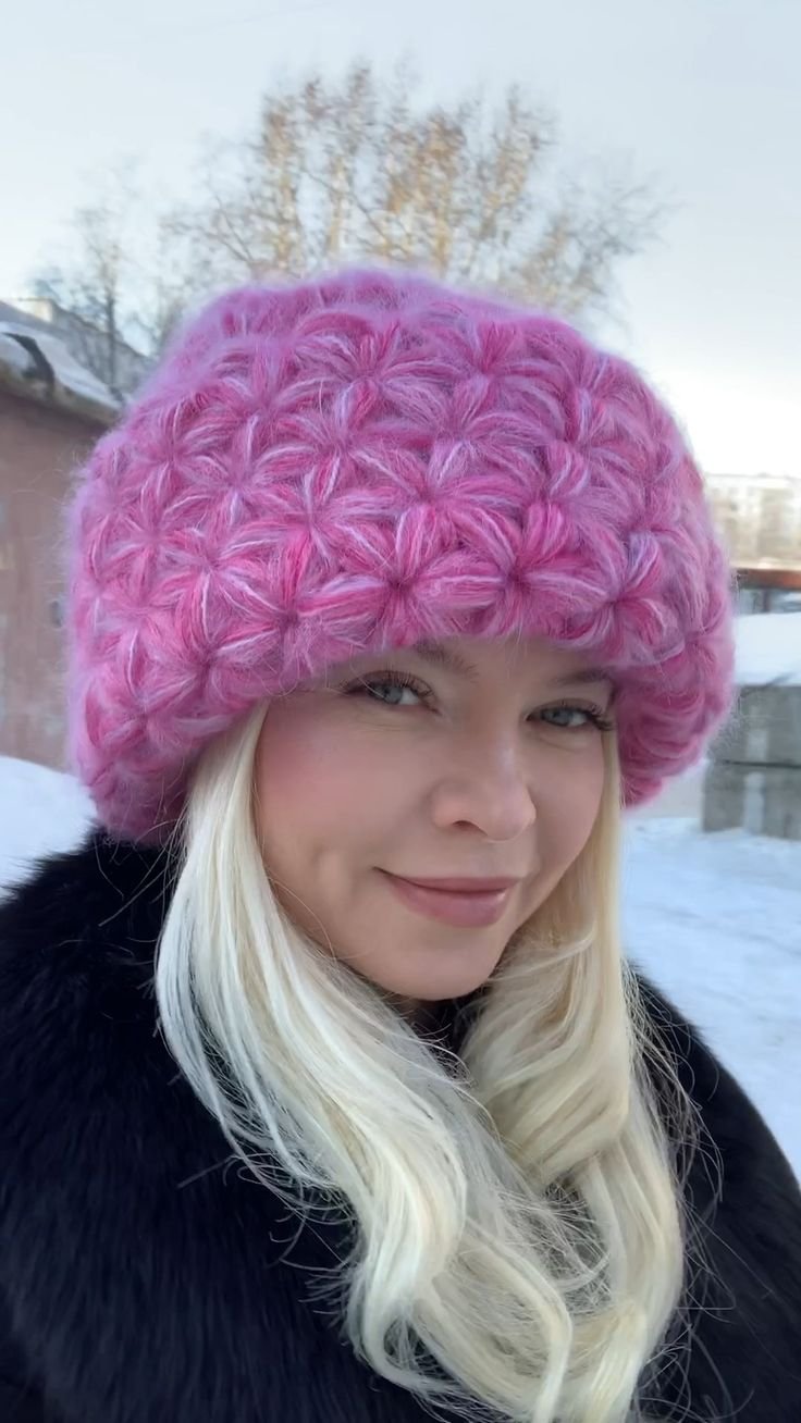 Шапка и снуд крючком пышными столбиками