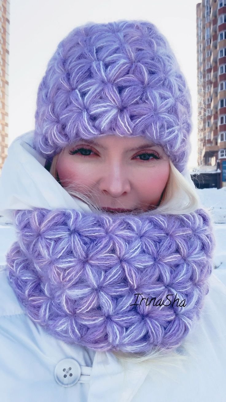 Шапка из пышных столбиков