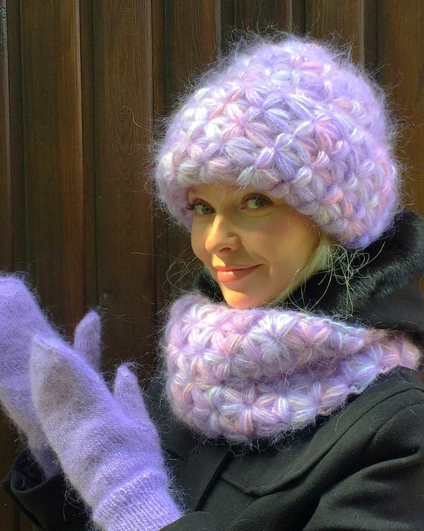 Вязание шапки крючком звездочки схема