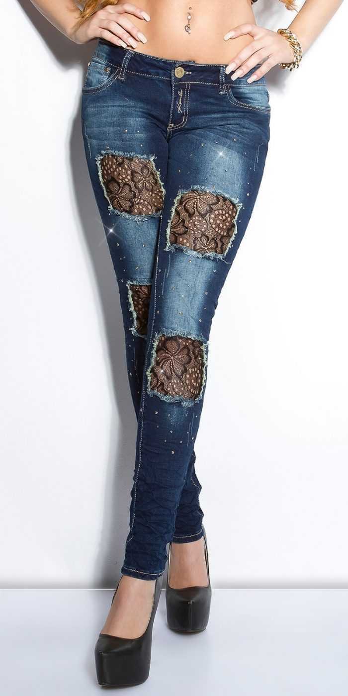 Черные джинсы с кружевом