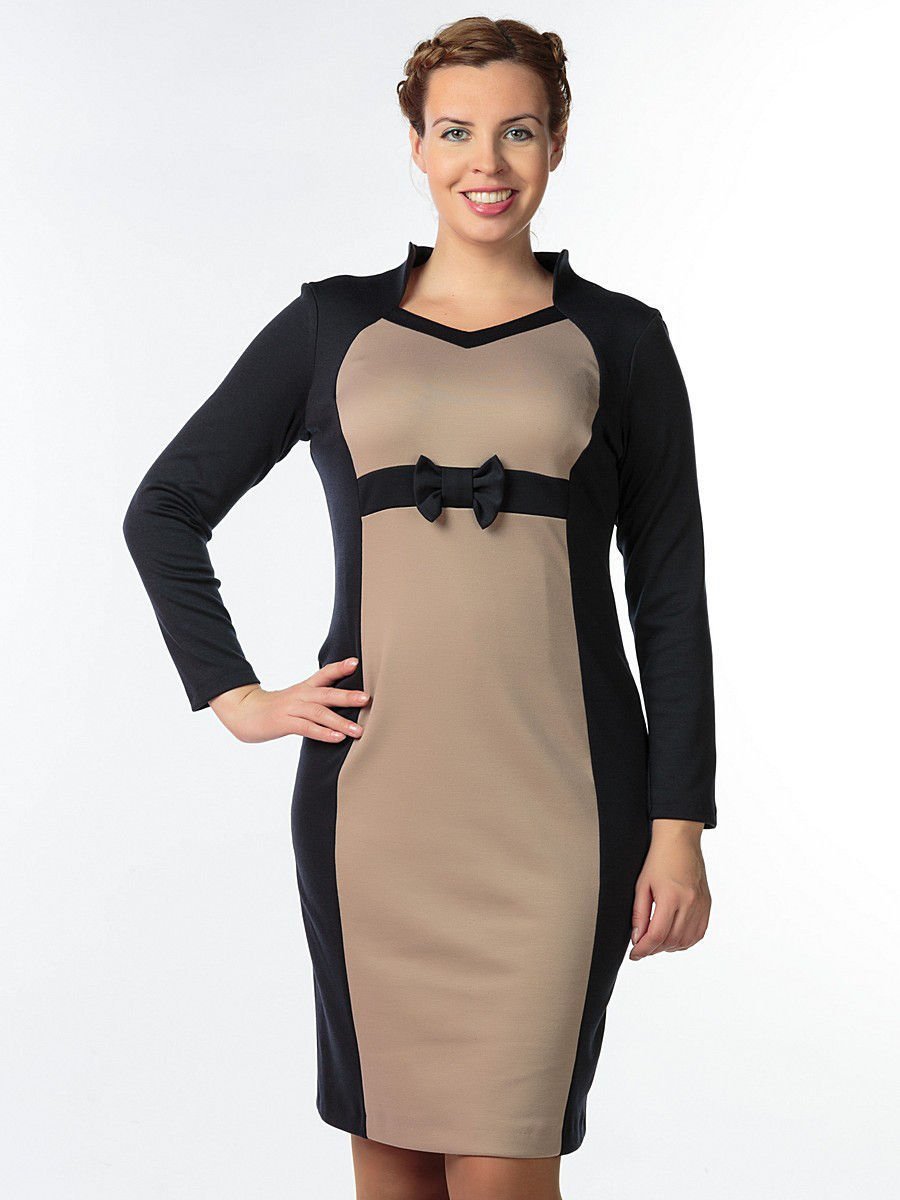 Платье с атласной вставкой