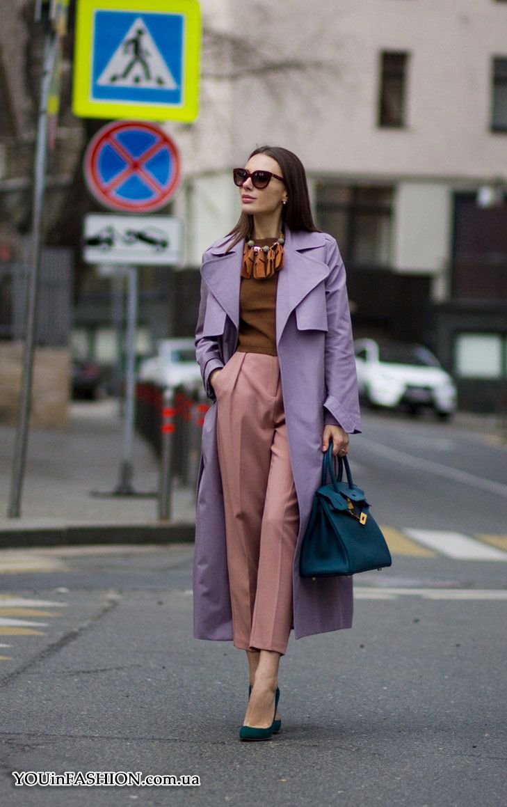 Лавандовое пальто образы