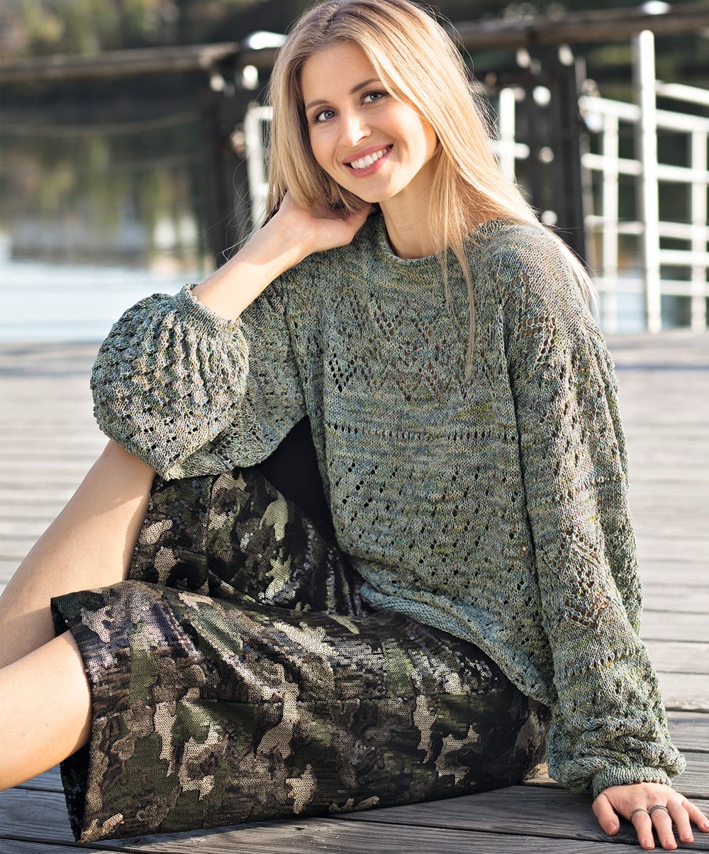 Кофта из меланжевой пряжи спицами