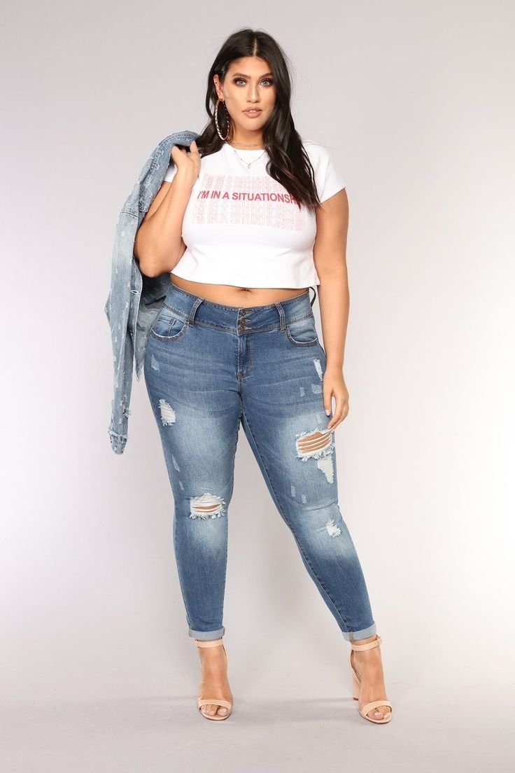 Джинсы скинни плюс сайз