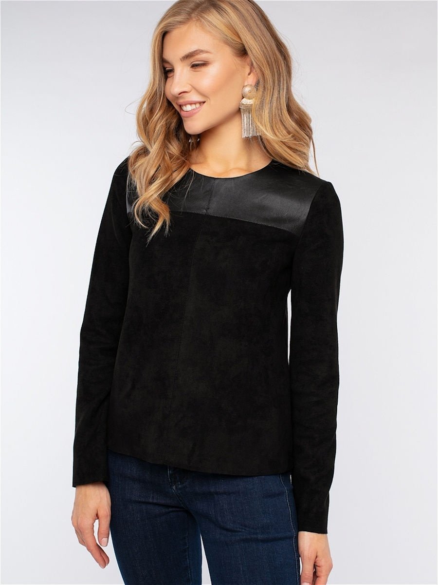 Комбинированная кофта с кожей