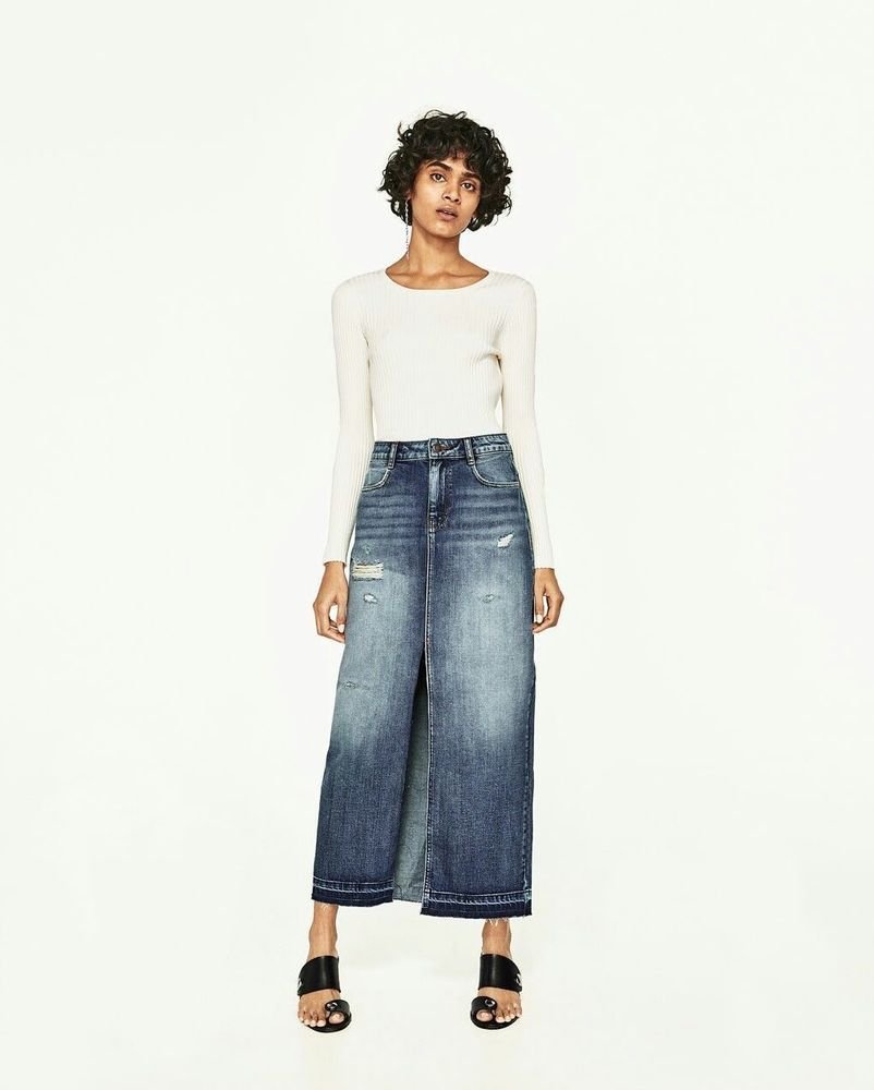 Зара черная джинсовая юбка