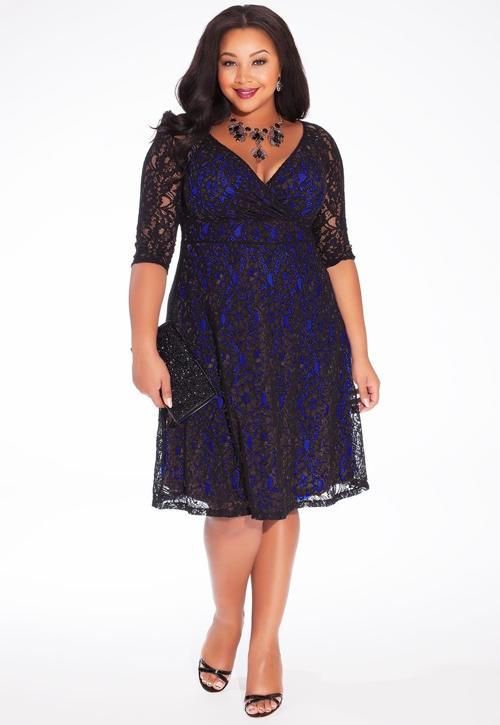 Платье с баской для полных женщин