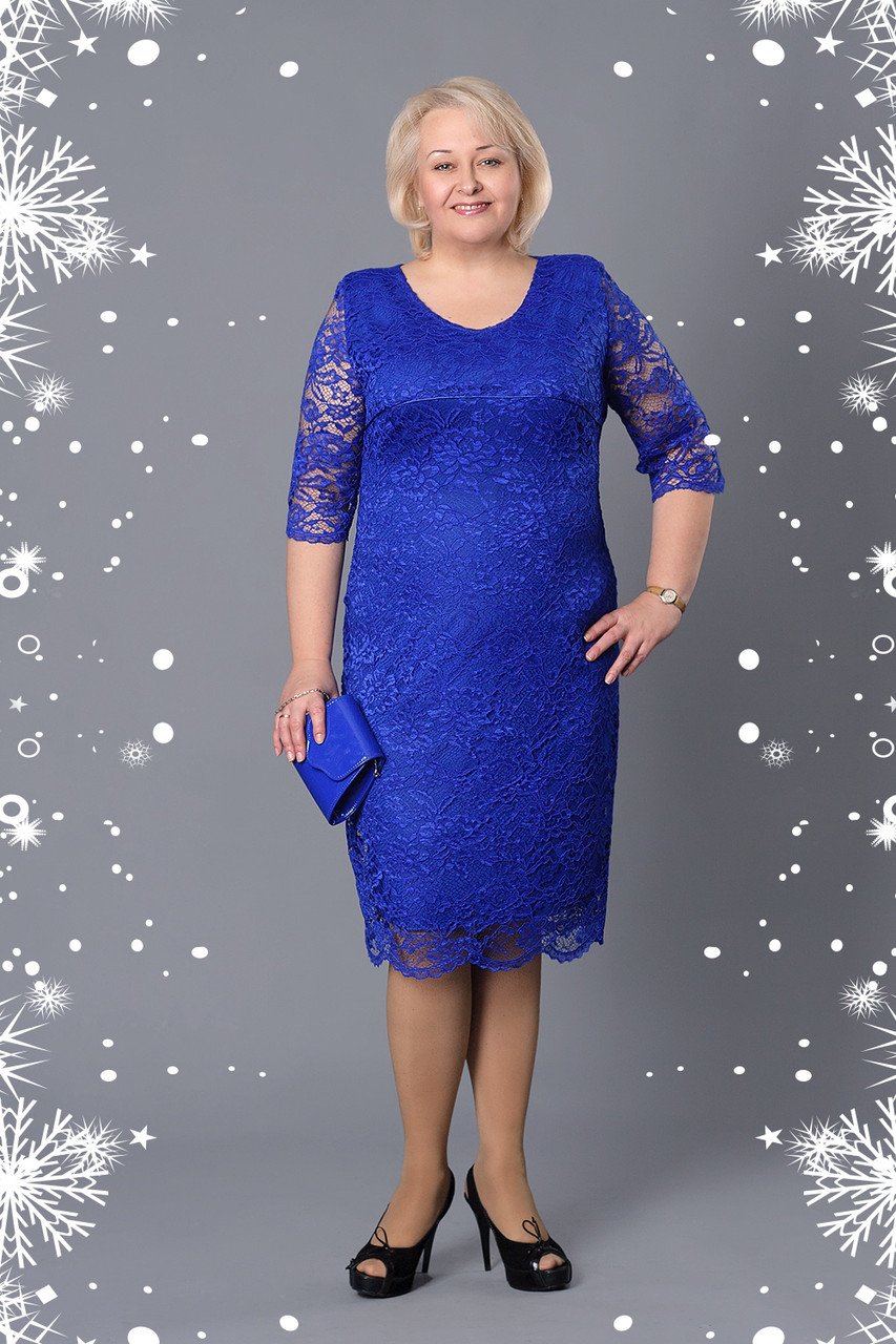 Платье с гипюром 56р