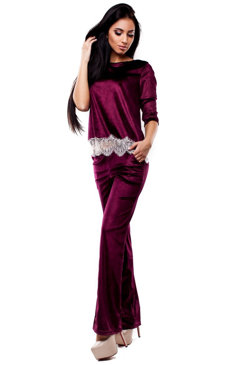 Бархатный костюм большого размера с коротким рукавом