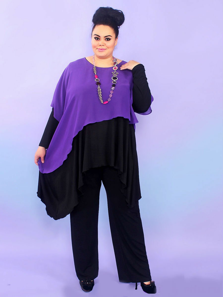 Костюм из бархата для полных женщин