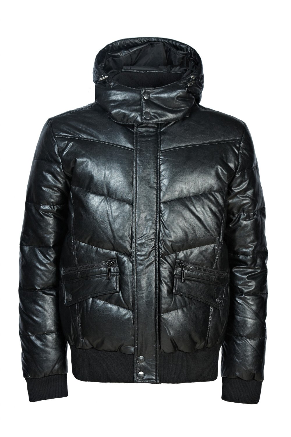 Пуховик из кожи с чернобуркой Снежная Королева