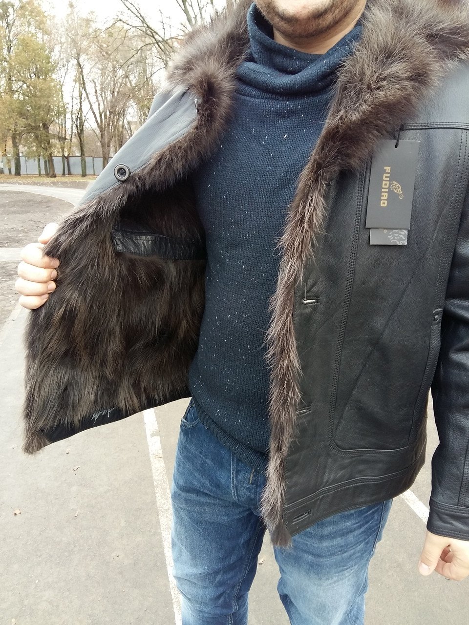 Куртка с волчьим мехом мужская