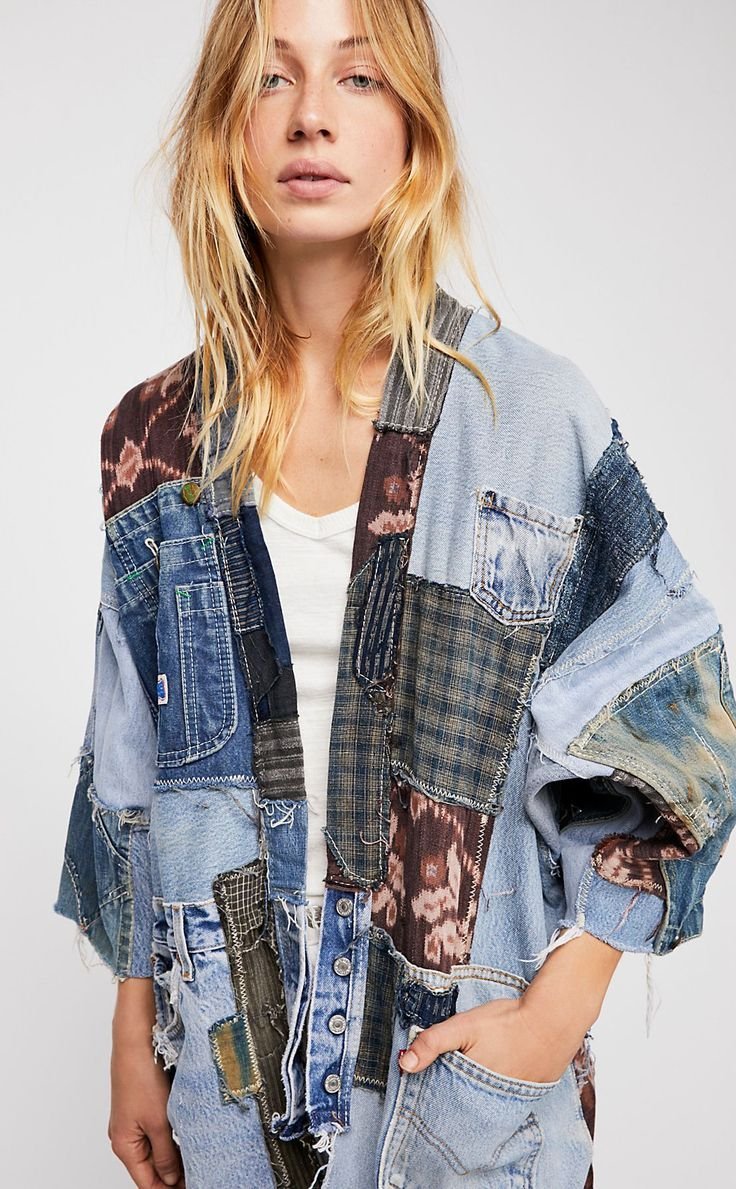 Куртка из лоскутков джинс