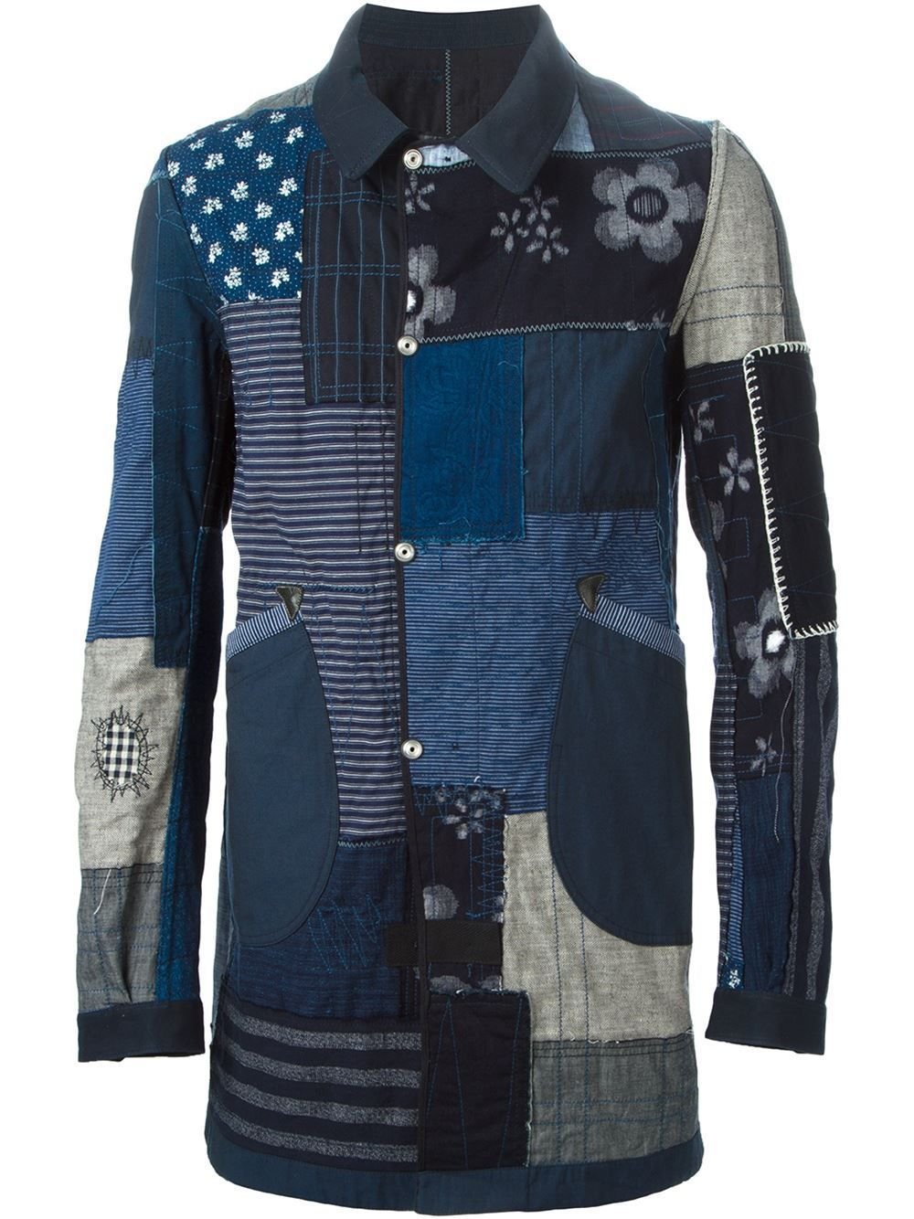 Джинсовое пальто пэчворк