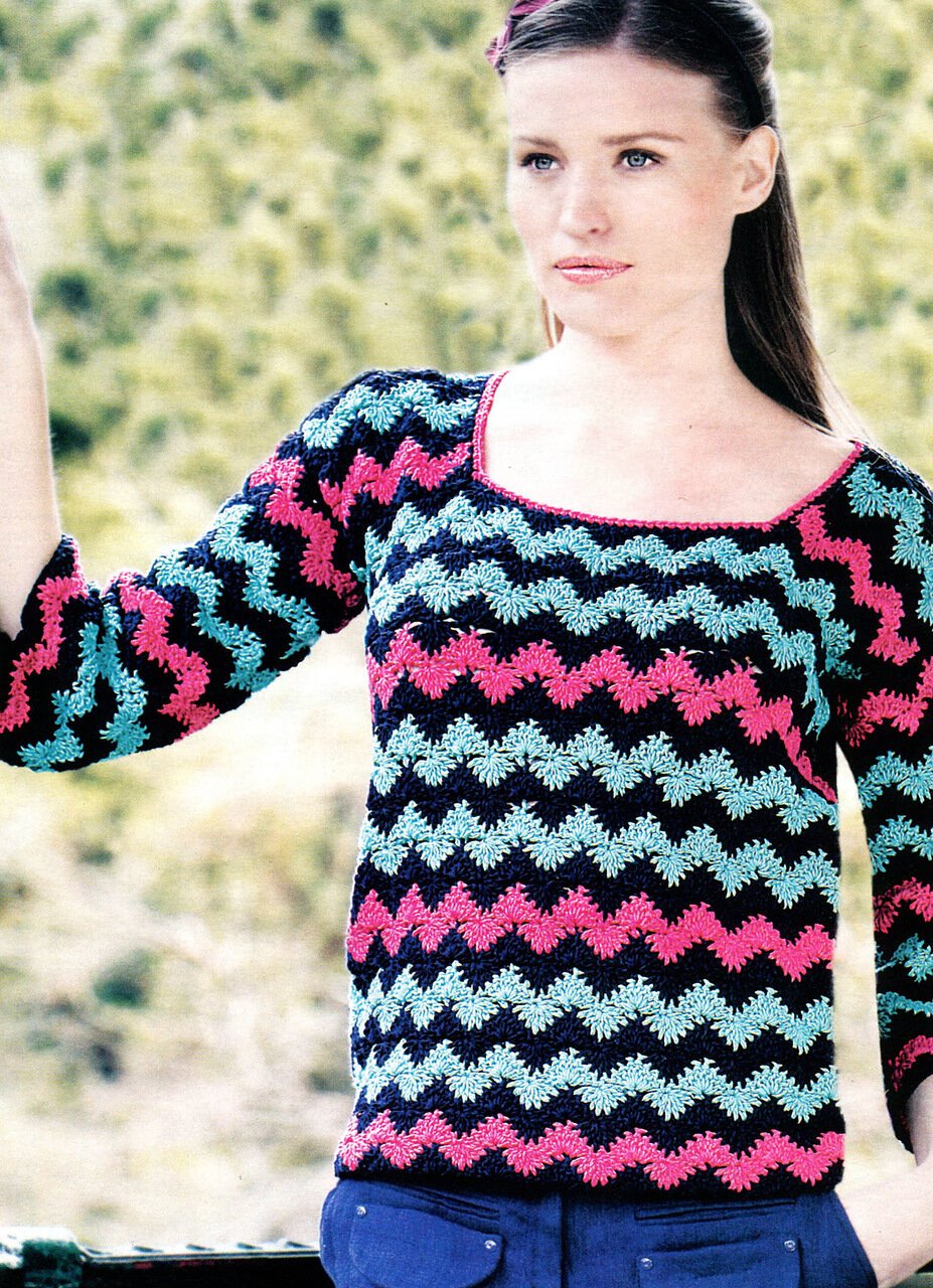 Свитер в полоску спицами